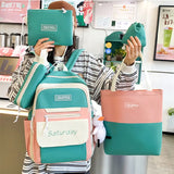 6pcs/set school bags for teenage girls handbag shoulder bag pencil bag set