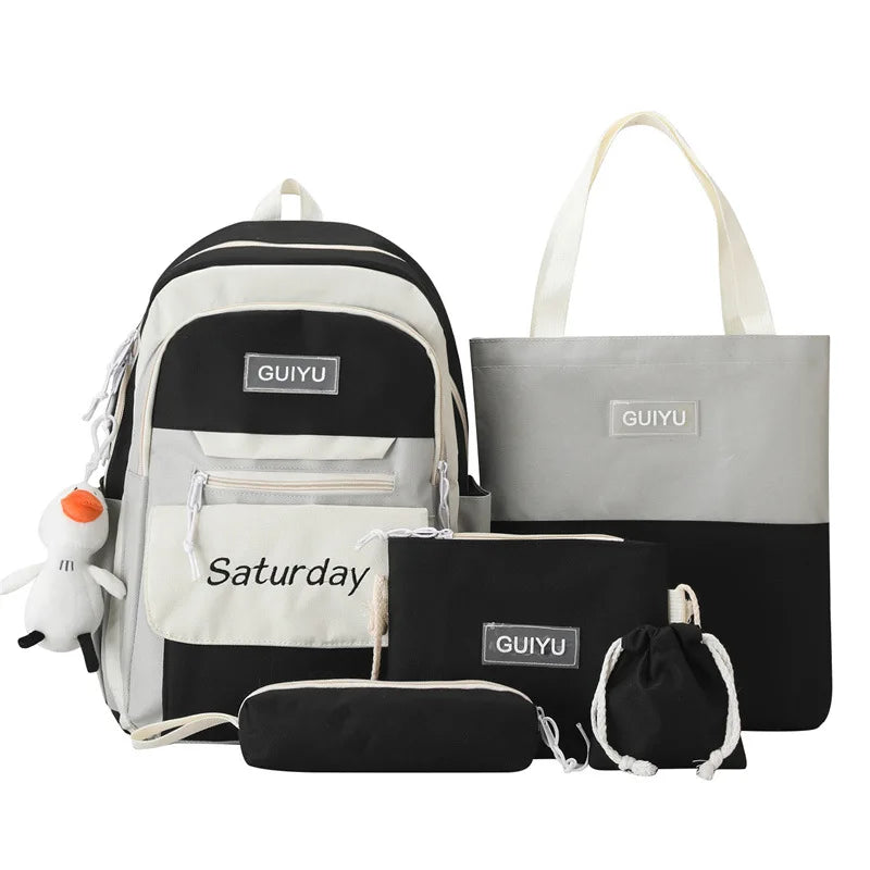 6pcs/set school bags for teenage girls handbag shoulder bag pencil bag set