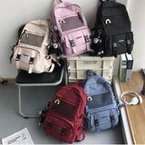Waterproof Nylon School Backpack For Girls Large Capacity Travel Backpack