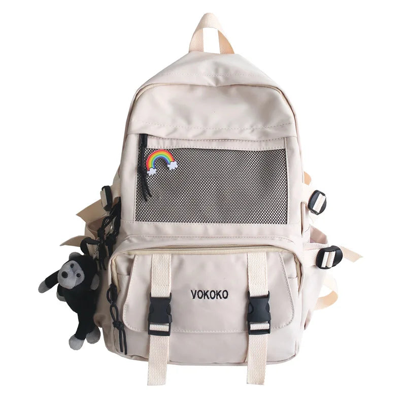 Waterproof Nylon School Backpack For Girls Large Capacity Travel Backpack