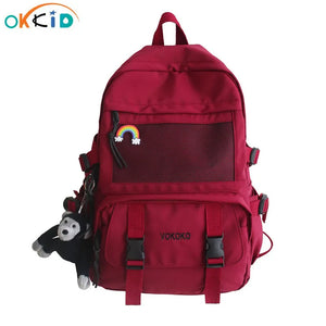 Waterproof Nylon School Backpack For Girls Large Capacity Travel Backpack