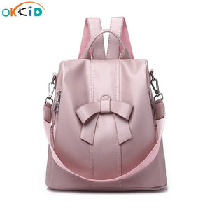Girls Pink Leather Backpack Women Shoulder Bag Anti Theft Travel
