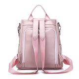 Girls Pink Leather Backpack Women Shoulder Bag Anti Theft Travel