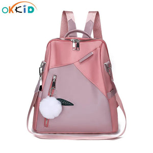 Women's Pink Anti-Theft Travel Backpack, Shoulder Bag