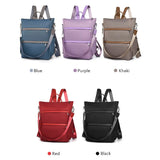 Red Waterproof Nylon School Backpack for Women
