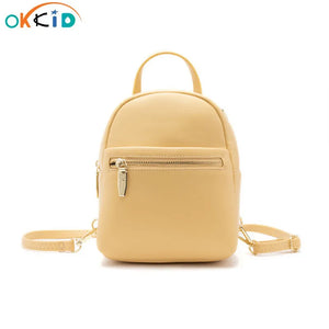 OKKID Small Backpack for Women - Yellow/Pink Mini PU Leather Shoulder Bag