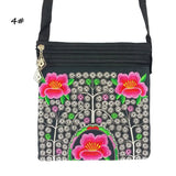 Vintage Ethnic Embroidery Canvas Bags Double Zipper Women Crossbody Bags