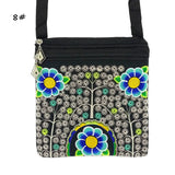 Vintage Ethnic Embroidery Canvas Bags Double Zipper Women Crossbody Bags
