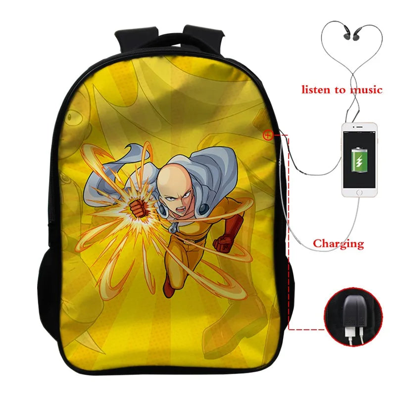 One Punch-Man USB Charging Laptop Backpack