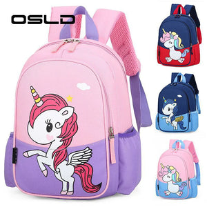 Girls School Pink Backpack Unicorn Cartoon Printing
