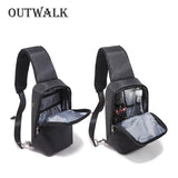 Water Repellent Crossbody Bag for Men, 9.7 inch iPad Chest Bag with USB Charging