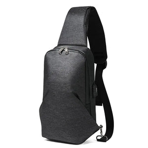 Water Repellent Crossbody Bag for Men, 9.7 inch iPad Chest Bag with USB Charging