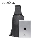 Water Repellent Crossbody Bag for Men, 9.7 inch iPad Chest Bag with USB Charging