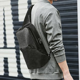 Water Repellent Crossbody Bag for Men, 9.7 inch iPad Chest Bag with USB Charging