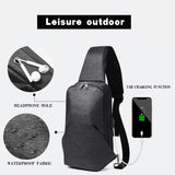 Water Repellent Crossbody Bag for Men, 9.7 inch iPad Chest Bag with USB Charging