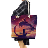 Ocean Series Foldable Women Groceries Shopping Bags Turtle Whale Print Handbags