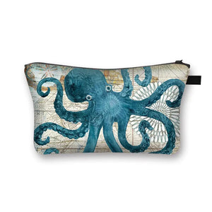 Ocean Print Cosmetic Bag Women Makeup Case Girls Travel Bag