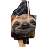 Reusable Sloth Print Shoulder Bag High Capacity Cartoon Animal Tote