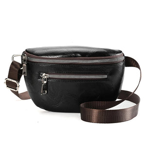 Oil Leather Waist Bags Women Travel Ladies Belt Crossbody Bag