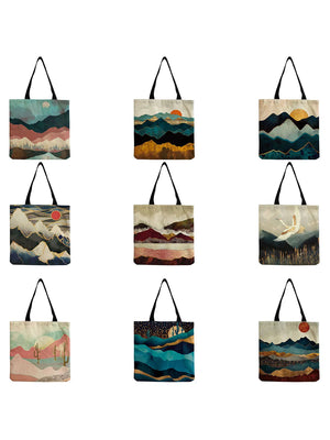 Oil Painting Mountain Forest Casual Tote Bag Handbag