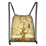 G. Klimt Tear/Kiss Oil Painting Backpack Canvas Travel Bag