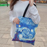 Oil Painting Tote Bag Lightweight Foldable Retro Big Capacity Shopping Bag