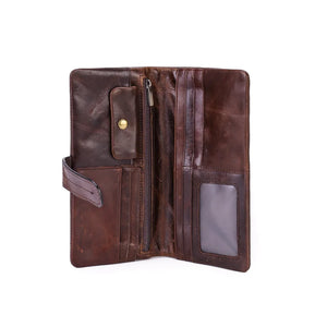 Oil Wax Leather Men's Long Wallet - Vintage Multi-card Wallets
