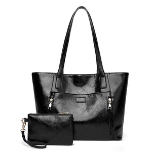 Large Capacity Women Shoulder Bag Oil Wax Skin Leisure Handbag