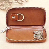 Oil Wax Cow Leather Key Holder Men Women Multifunctional