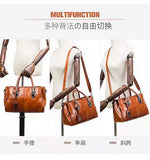 Oil Wax Leather Boston Shoulder Bag Soft Leather Big Bag