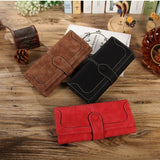 Okolive WB0005 Women Long Retro Frosted Embroidered Wallet Handbag