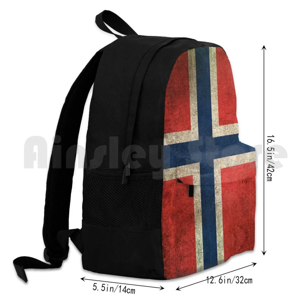 Vintage Norway Flag Outdoor Hiking Backpack