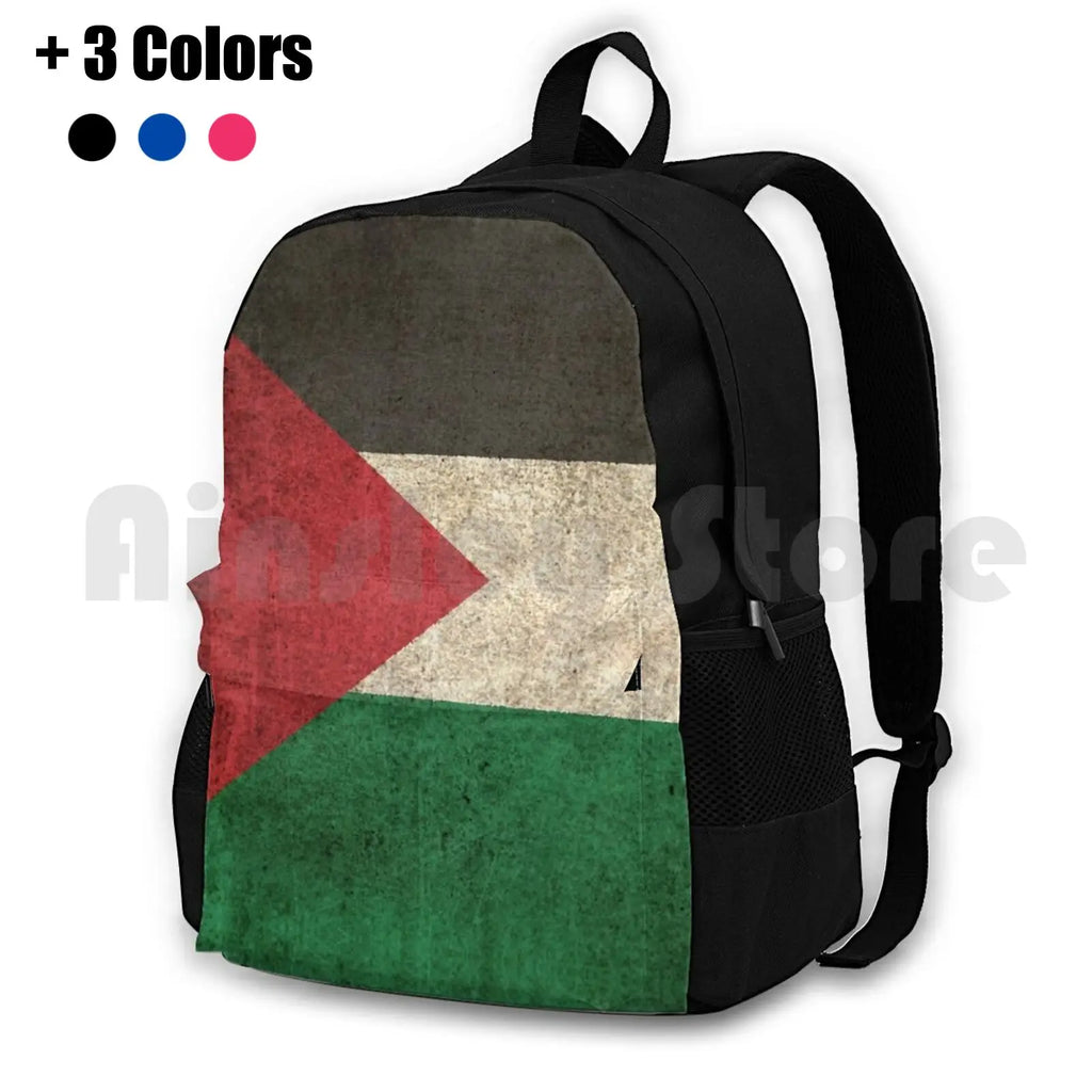 Vintage Palestinian Flag Outdoor Hiking Backpack
