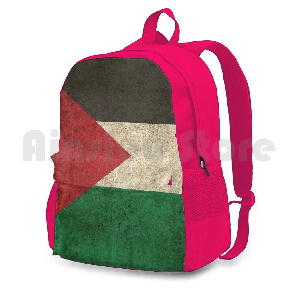 Vintage Palestinian Flag Outdoor Hiking Backpack