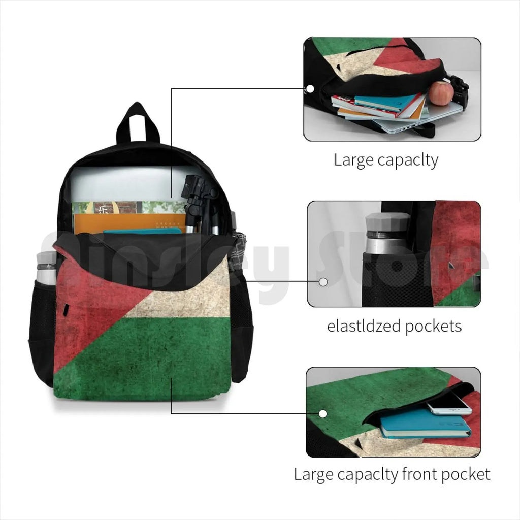 Vintage Palestinian Flag Outdoor Hiking Backpack