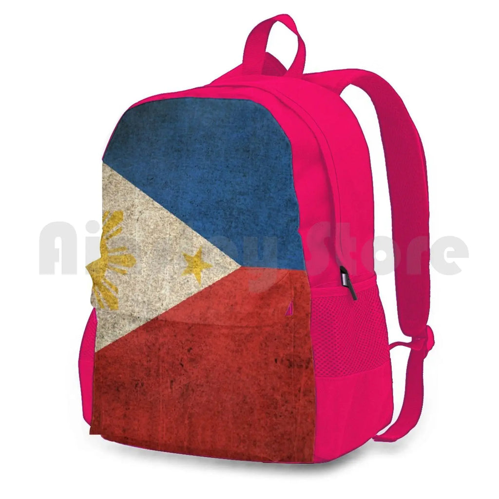 Vintage Filipino Flag Outdoor Hiking Backpack
