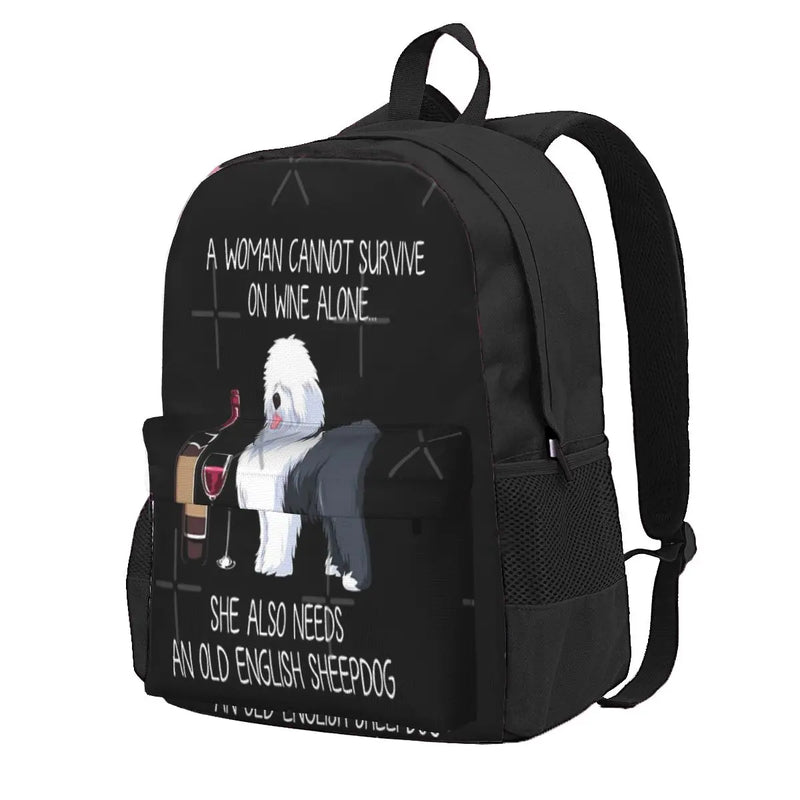 Old English Sheepdog And Wine Backpack