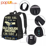 Old English Sheepdog Dog Mom Dog Lover Backpack Large Capacity