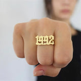 Old English Year Number Ring Men Bague Homme Punk Rings For Men Stainless Steel