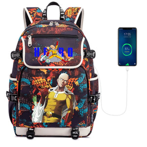 One Punch Man Backpack Zipper School Bag Packsack Canvas