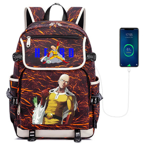 One Punch Man Canvas Backpack Zipper School Bag Packsack Student Casual Teenager