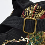 One Shoulder Sequin Peacock Canvas Bag