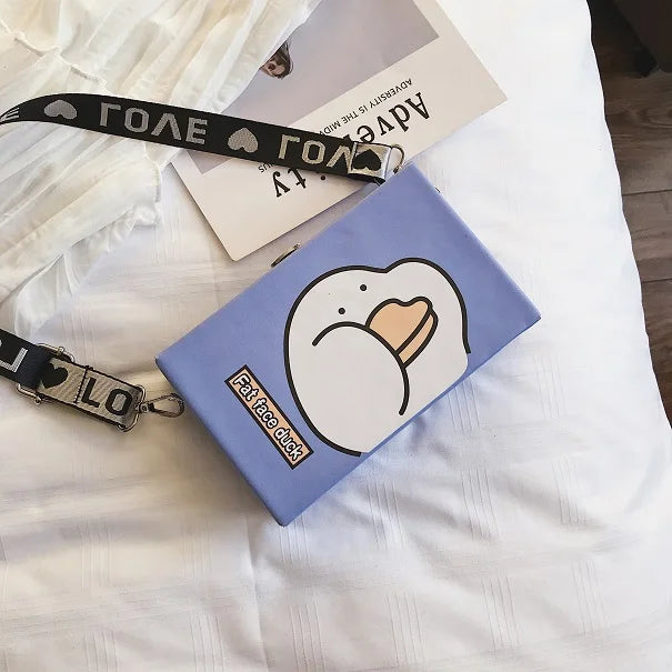 One-shoulder Wide Strap Stamp Print Box Bag