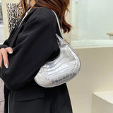 Crocodile Pattern One Shoulder Crescent Bag Women's Handbag