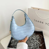 Crocodile Pattern One Shoulder Crescent Bag Women's Handbag