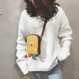 Chick Print School Bag Harajuku Zipper Solid Casual