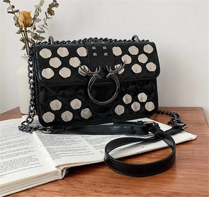 Red Packets Shoulder Bag with Rivet Chain