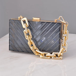 Orange Clutch Purse Acrylic Bag Chain Crossbody Clear Women's Handbags