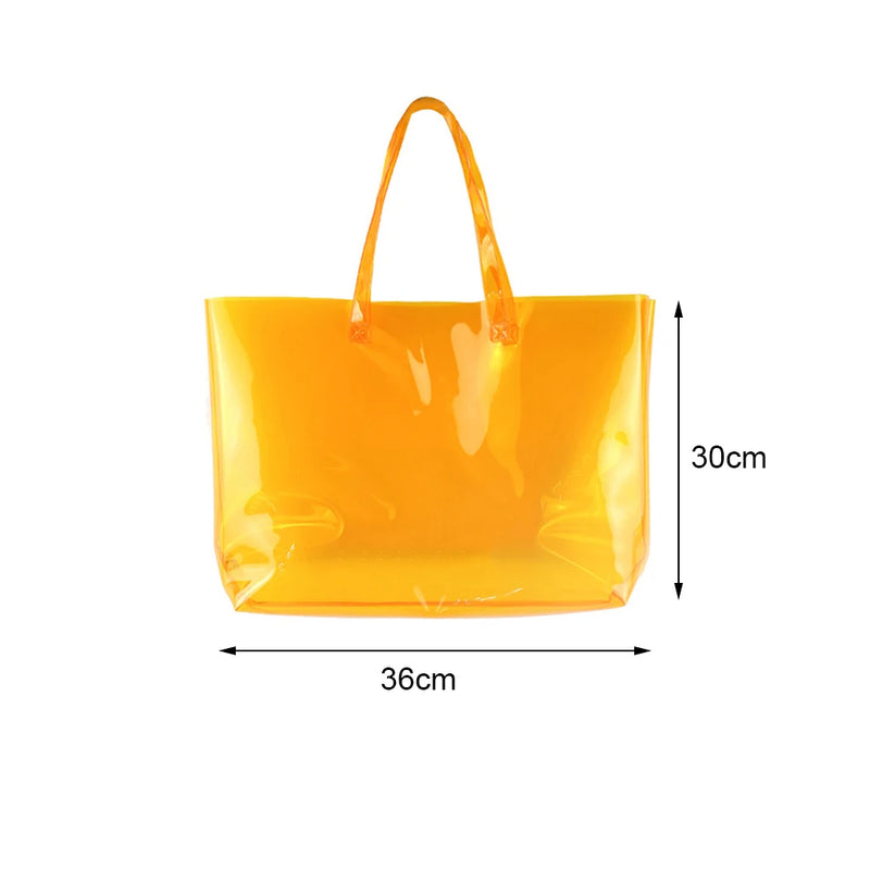Orange PVC Shopping Bag High Handbag Waterproof Large Capacity
