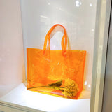 Orange PVC Shopping Bag High Handbag Waterproof Large Capacity